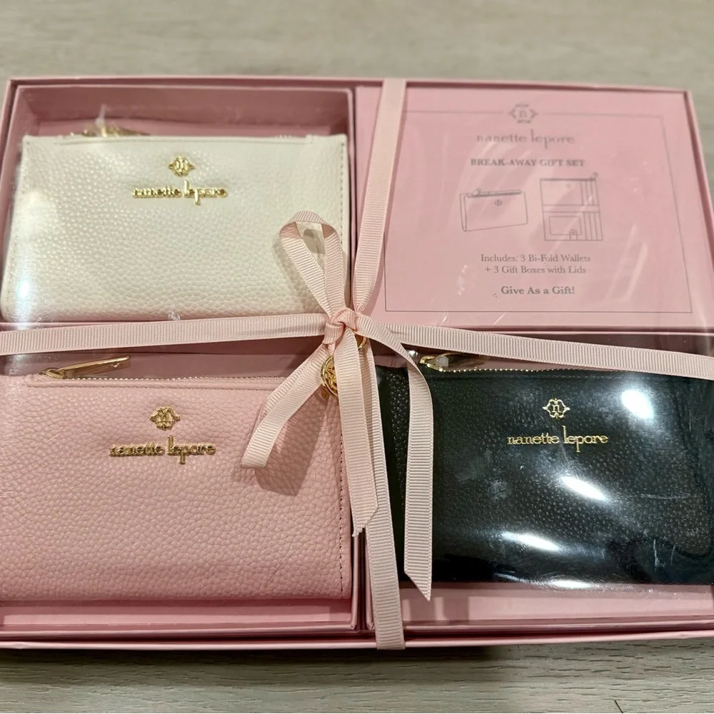 Nanette Lepore Pink, White, and Black Wallet Set - Picture 1 of 5